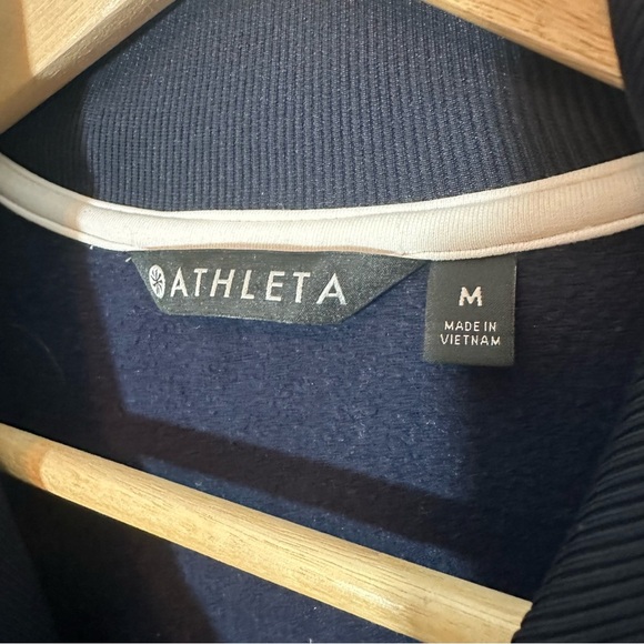Athleta Crosstown Track Sweatshirt Dress Quarter Zip Blue Womens Size M - Picture 3 of 4